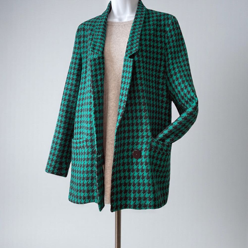 Vintage Houndstooth Oversized Blazer Sz 14 British Heritage Equestrian Academia - Picture 5 of 7